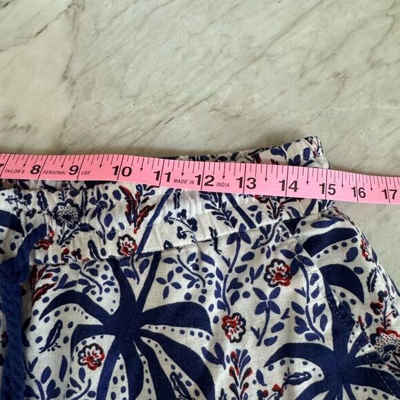 Joie Tropical Linen blend wide leg pull on elastic beaded pants size L cropped - Picture 6 of 8